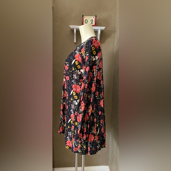UMGEE Fall Floral Black & Red BOHO Festival Concert Tunic Dress poppy print - Picture 6 of 12